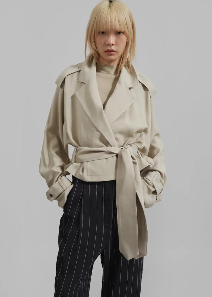 Women The Frankie Shop Outerwear Faven Cropped Trench Beige