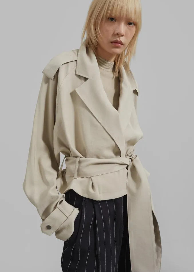 Women The Frankie Shop Outerwear Faven Cropped Trench Beige