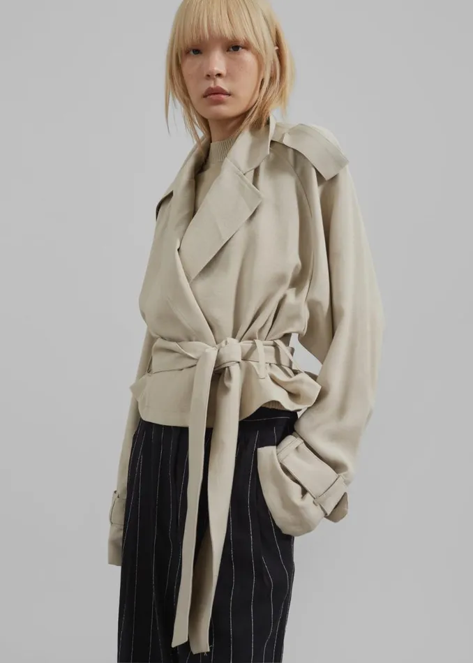 Women The Frankie Shop Outerwear Faven Cropped Trench Beige