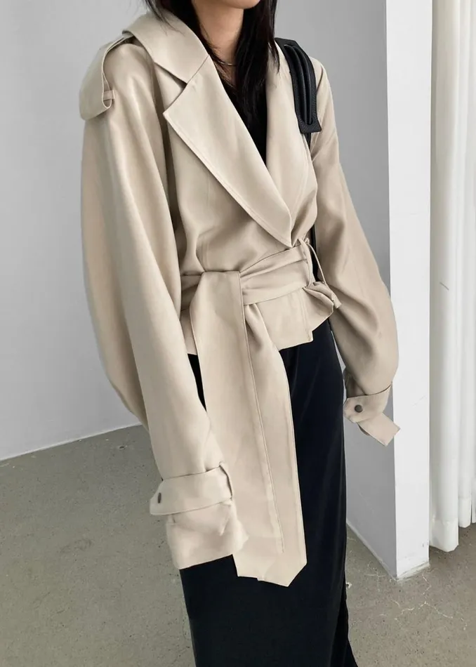 Women The Frankie Shop Outerwear Faven Cropped Trench Beige