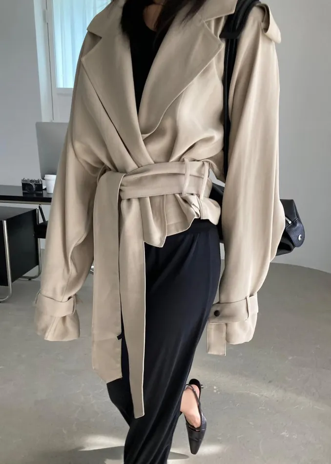 Women The Frankie Shop Outerwear Faven Cropped Trench Beige