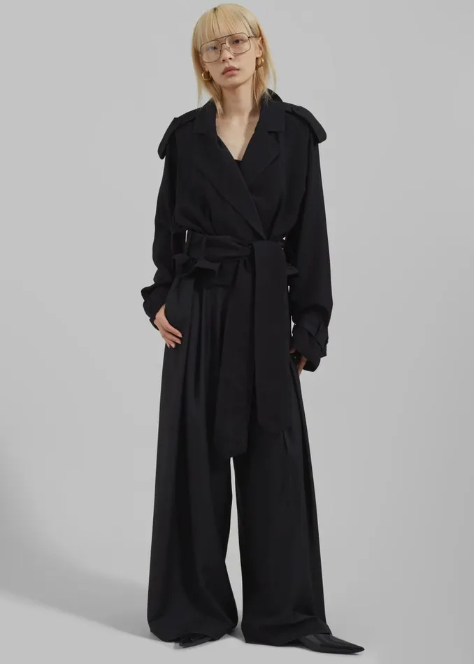 Women The Frankie Shop Outerwear Faven Cropped Trench Black