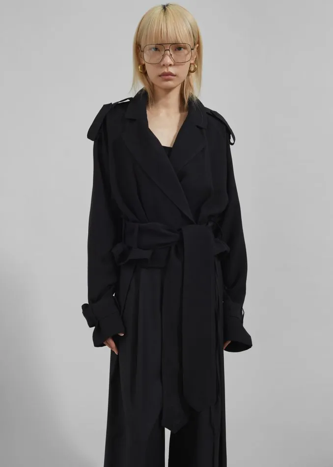 Women The Frankie Shop Outerwear Faven Cropped Trench Black