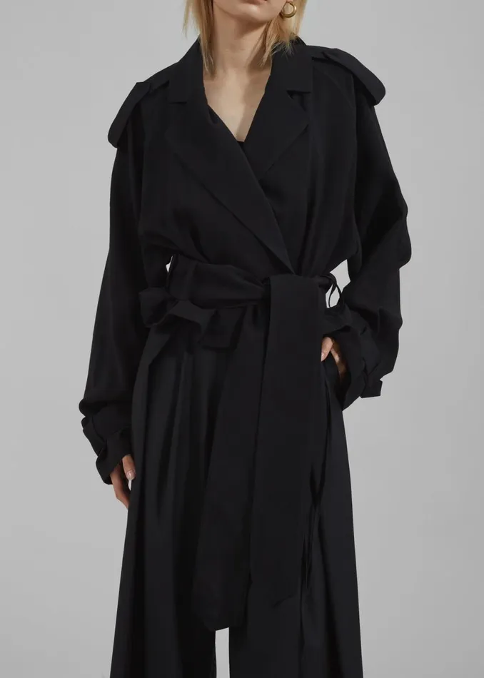 Women The Frankie Shop Outerwear Faven Cropped Trench Black