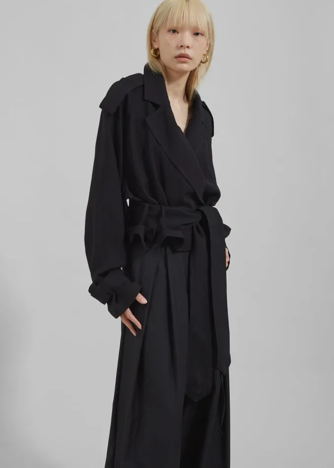 Women The Frankie Shop Outerwear Faven Cropped Trench Black