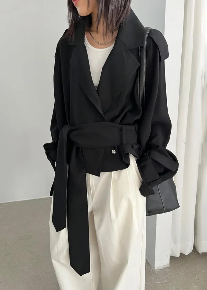 Women The Frankie Shop Outerwear Faven Cropped Trench Black