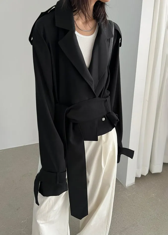 Women The Frankie Shop Outerwear Faven Cropped Trench Black