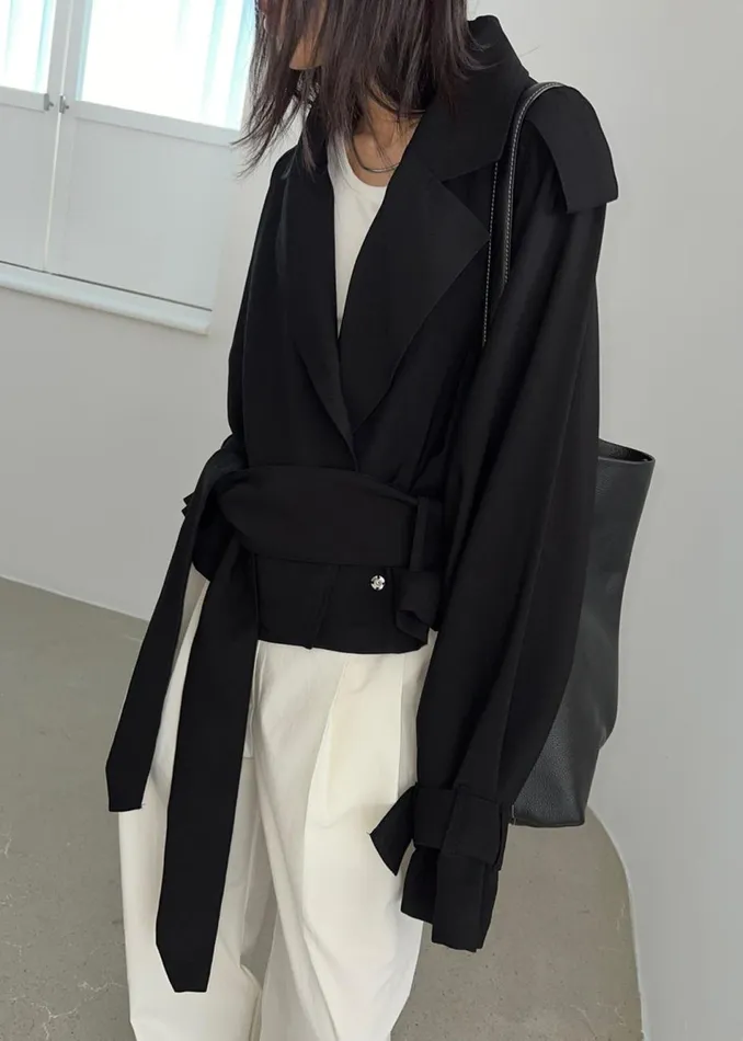 Women The Frankie Shop Outerwear Faven Cropped Trench Black