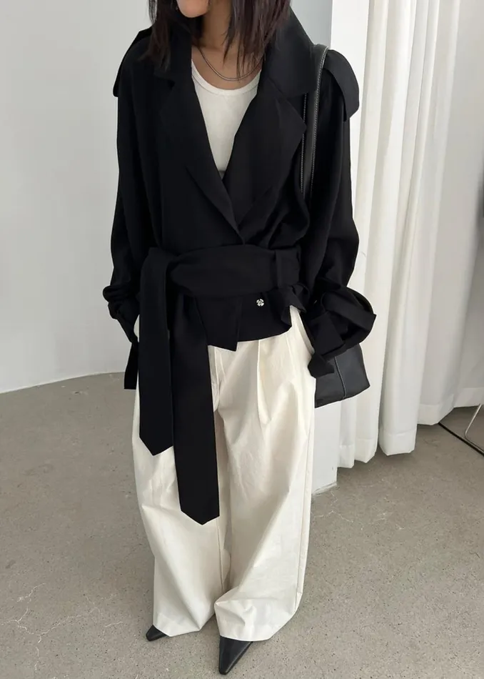 Women The Frankie Shop Outerwear Faven Cropped Trench Black