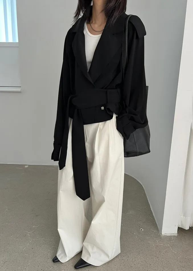 Women The Frankie Shop Outerwear Faven Cropped Trench Black
