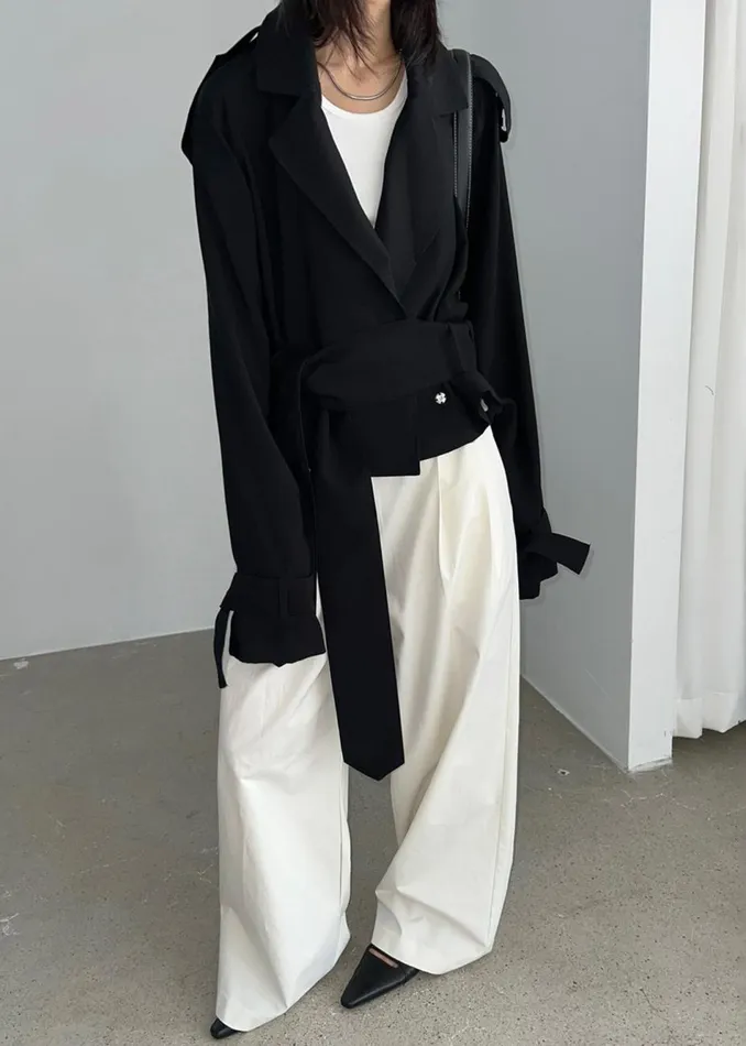 Women The Frankie Shop Outerwear Faven Cropped Trench Black