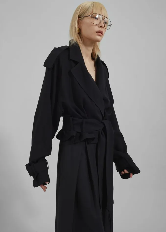 Women The Frankie Shop Outerwear Faven Cropped Trench Black