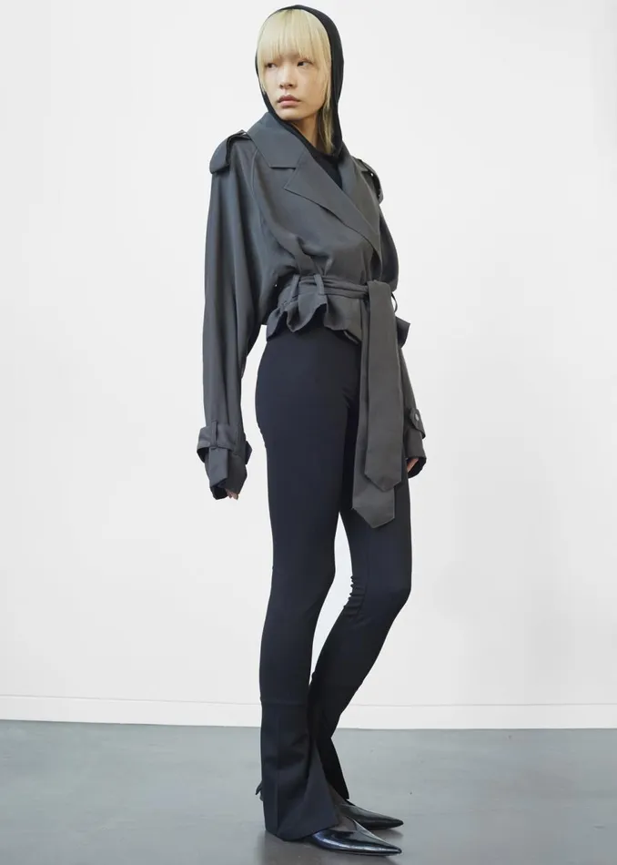 Women The Frankie Shop Outerwear Faven Cropped Trench Charcoal