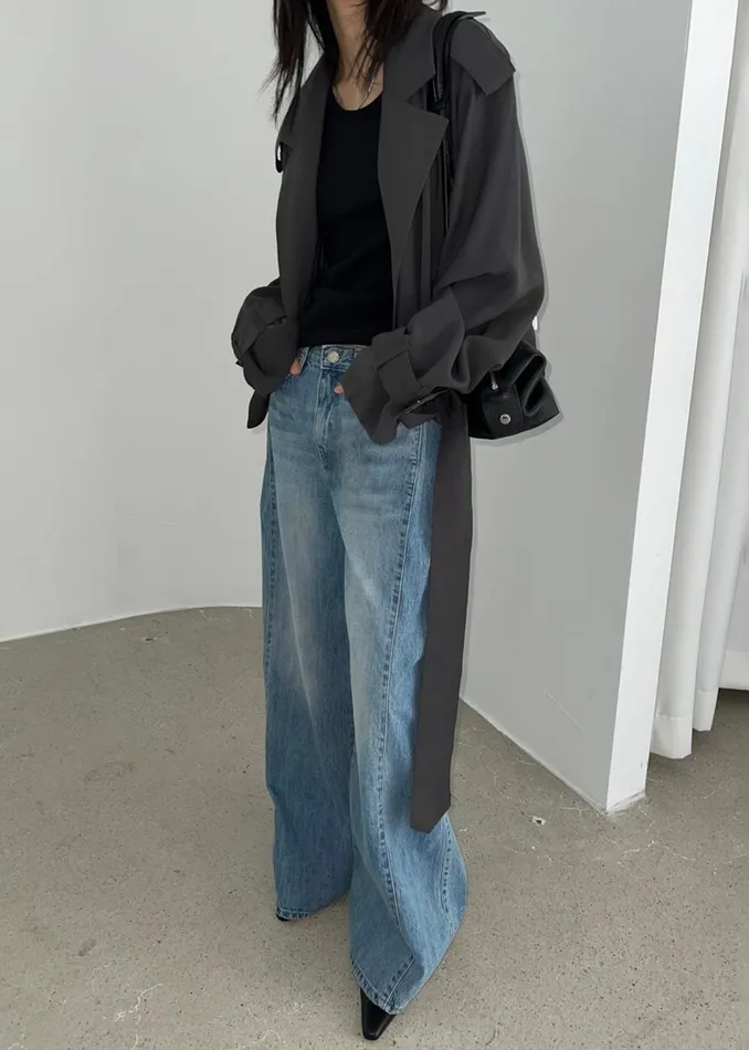 Women The Frankie Shop Outerwear Faven Cropped Trench Charcoal