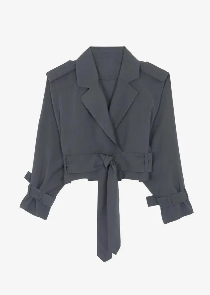 Women The Frankie Shop Outerwear Faven Cropped Trench Charcoal