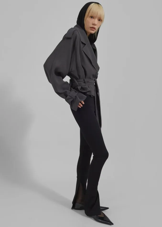 Women The Frankie Shop Outerwear Faven Cropped Trench Charcoal