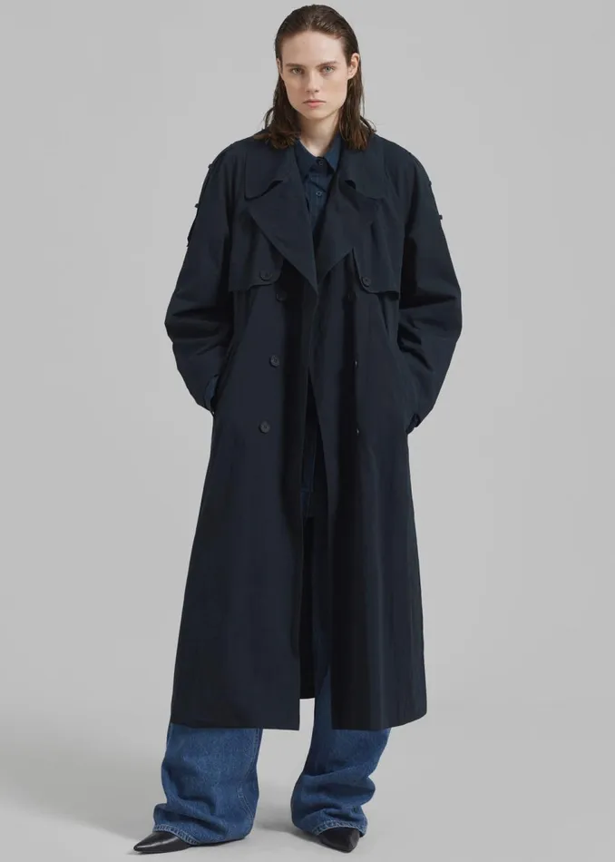 Women The Frankie Shop Outerwear Fitz Trench Coat Navy