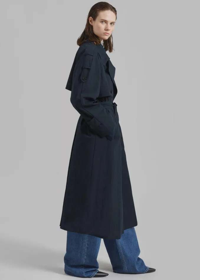 Women The Frankie Shop Outerwear Fitz Trench Coat Navy
