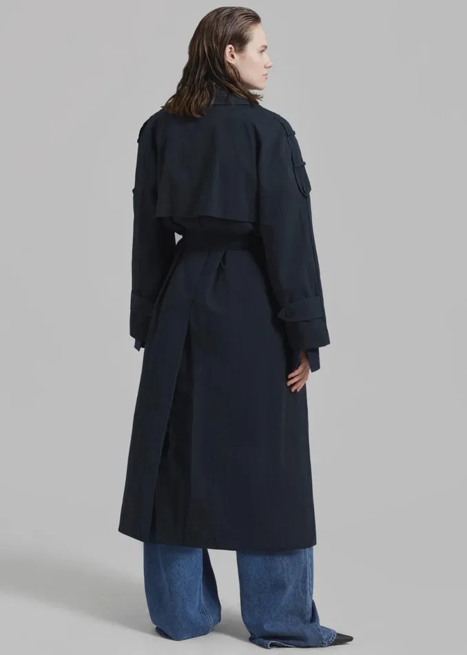 Women The Frankie Shop Outerwear Fitz Trench Coat Navy