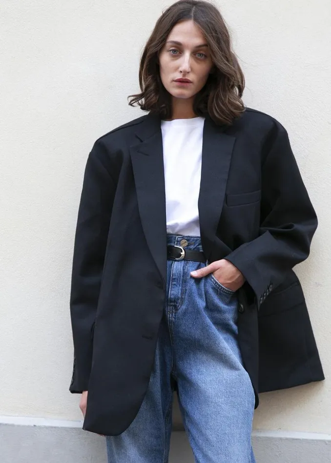 Women The Frankie Shop Outerwear Frankie Oversized Boyfriend Blazer Black