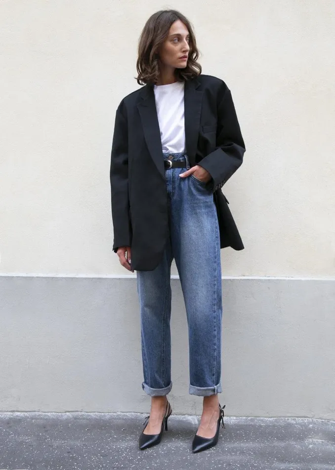 Women The Frankie Shop Outerwear Frankie Oversized Boyfriend Blazer Black