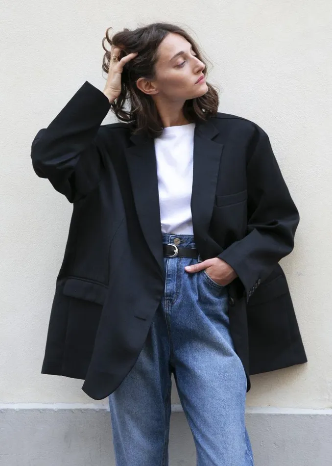 Women The Frankie Shop Outerwear Frankie Oversized Boyfriend Blazer Black