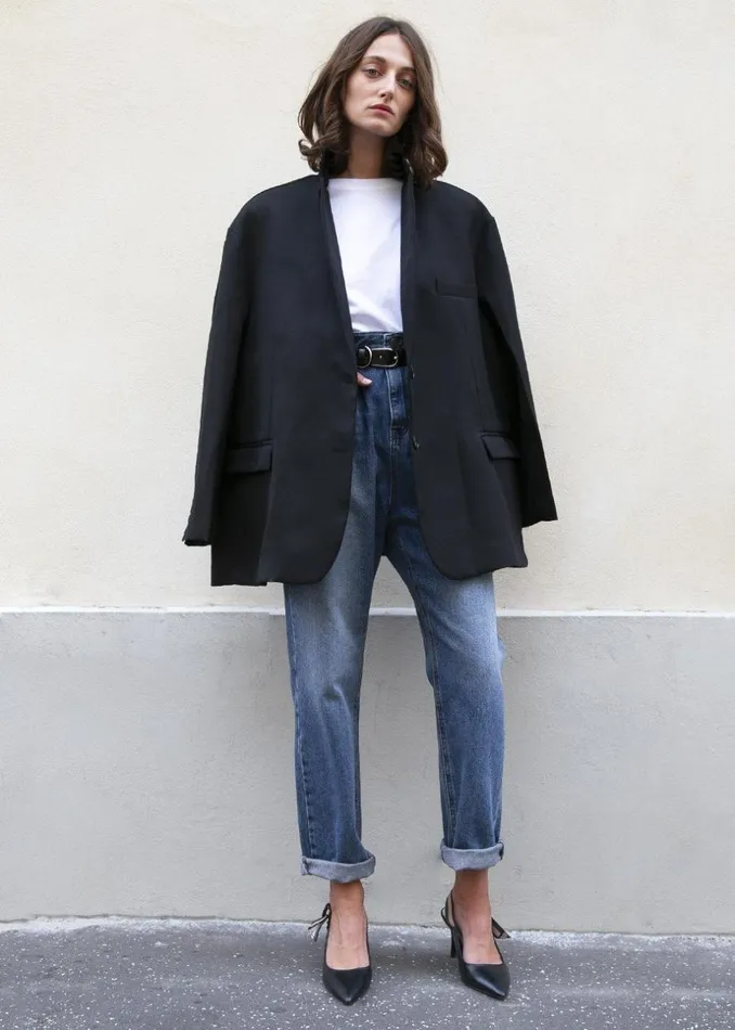 Women The Frankie Shop Outerwear Frankie Oversized Boyfriend Blazer Black
