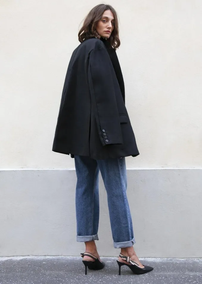 Women The Frankie Shop Outerwear Frankie Oversized Boyfriend Blazer Black