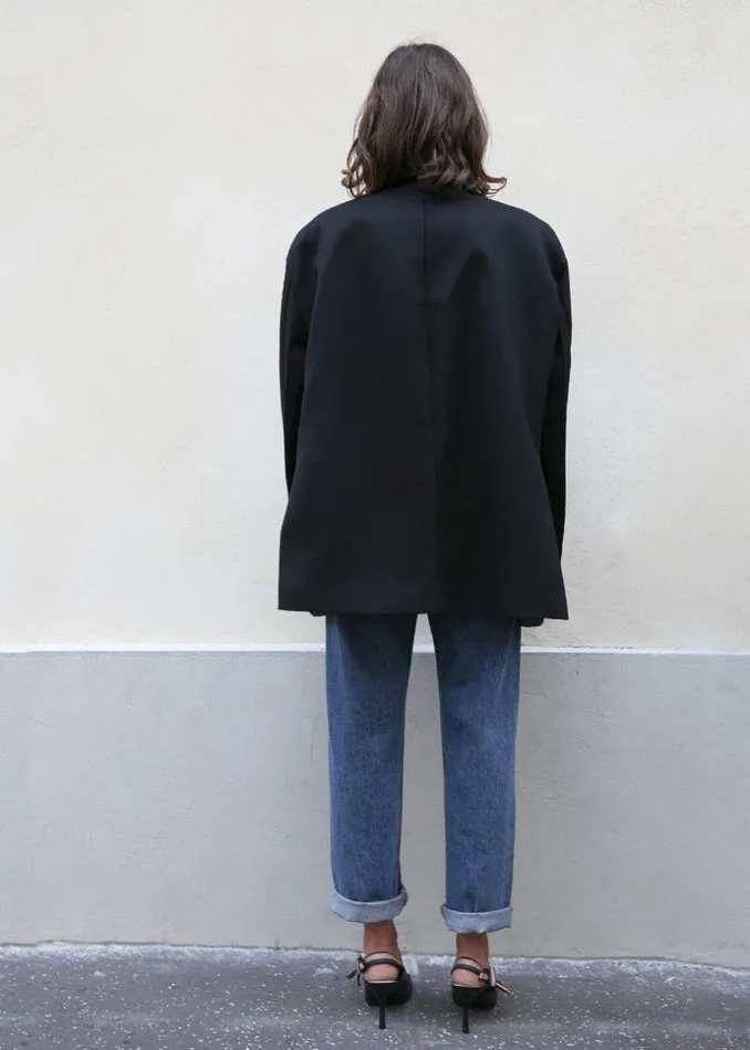 Women The Frankie Shop Outerwear Frankie Oversized Boyfriend Blazer Black