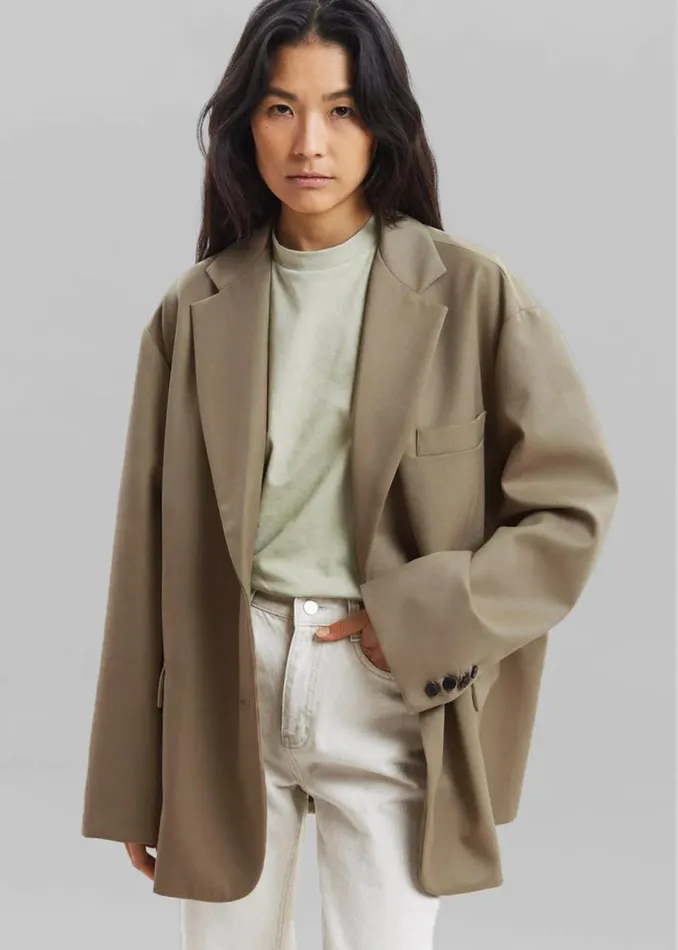 Women The Frankie Shop Outerwear Frankie Oversized Boyfriend Blazer Desert Taupe