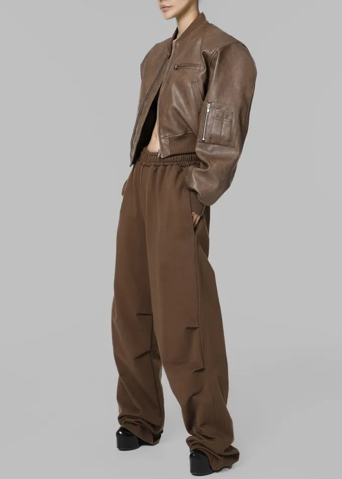 Women The Frankie Shop Outerwear Gae Faux Leather Cropped Bomber Brown
