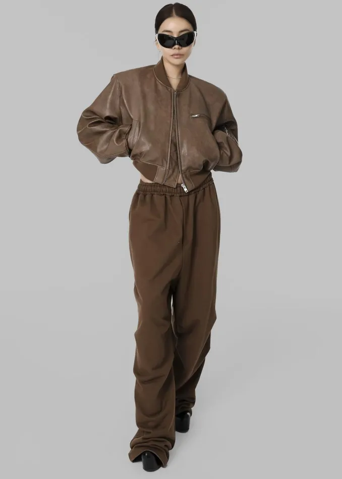 Women The Frankie Shop Outerwear Gae Faux Leather Cropped Bomber Brown