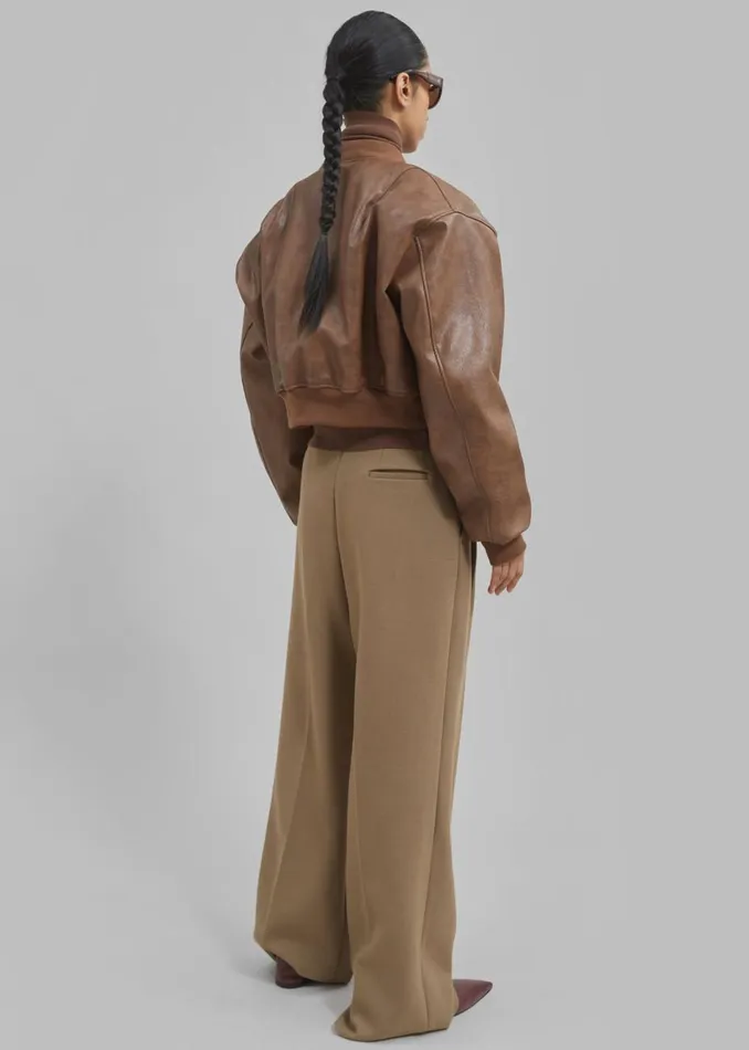 Women The Frankie Shop Outerwear Gae Faux Leather Cropped Bomber Brown