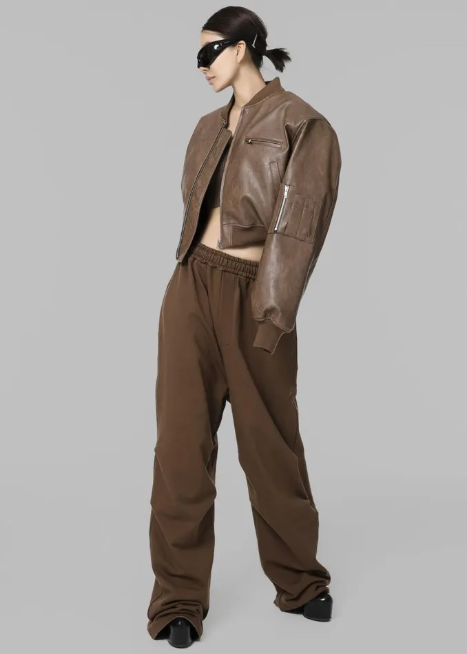 Women The Frankie Shop Outerwear Gae Faux Leather Cropped Bomber Brown