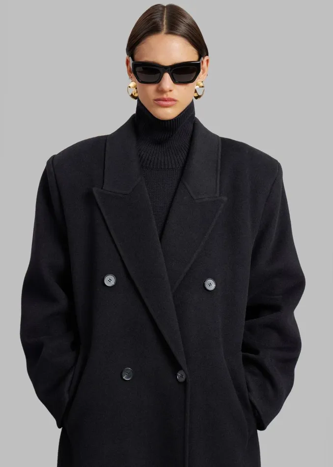 Women The Frankie Shop Outerwear Gaia Double Breasted Coat Black