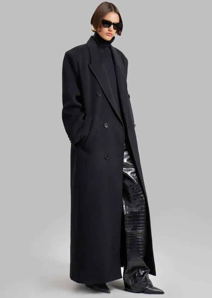 Women The Frankie Shop Outerwear Gaia Double Breasted Coat Black