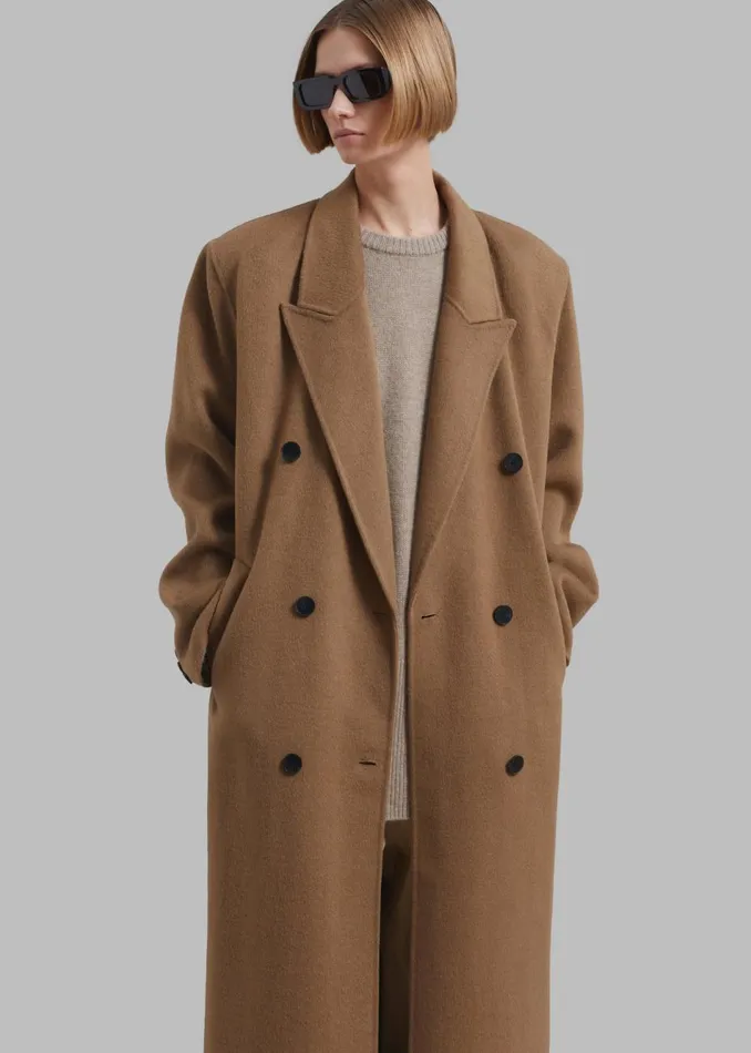 Women The Frankie Shop Outerwear Gaia Double Breasted Coat Camel