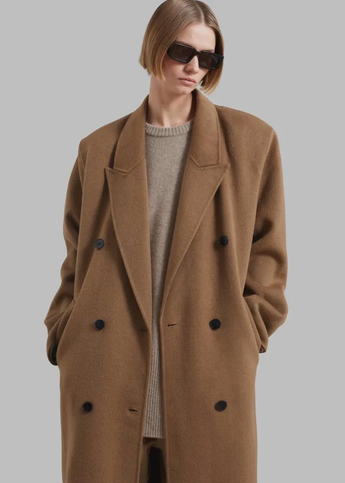Women The Frankie Shop Outerwear Gaia Double Breasted Coat Camel