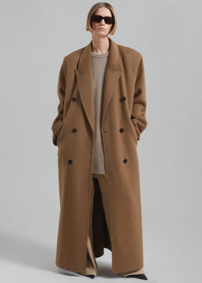 Women The Frankie Shop Outerwear Gaia Double Breasted Coat Camel