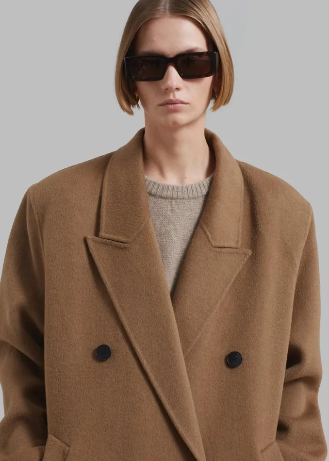 Women The Frankie Shop Outerwear Gaia Double Breasted Coat Camel