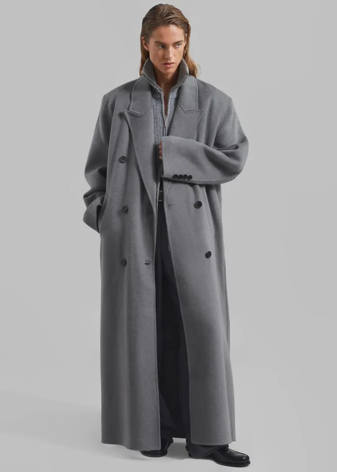 Women The Frankie Shop Outerwear Gaia Double Breasted Coat Grey