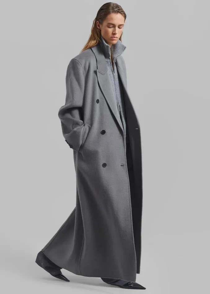 Women The Frankie Shop Outerwear Gaia Double Breasted Coat Grey