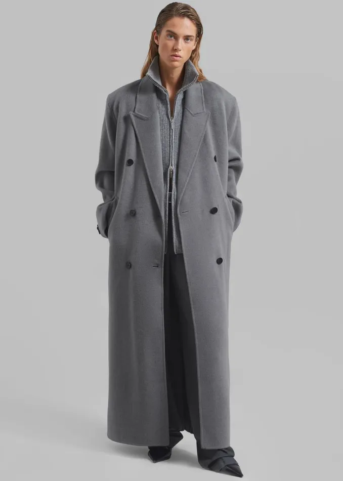 Women The Frankie Shop Outerwear Gaia Double Breasted Coat Grey