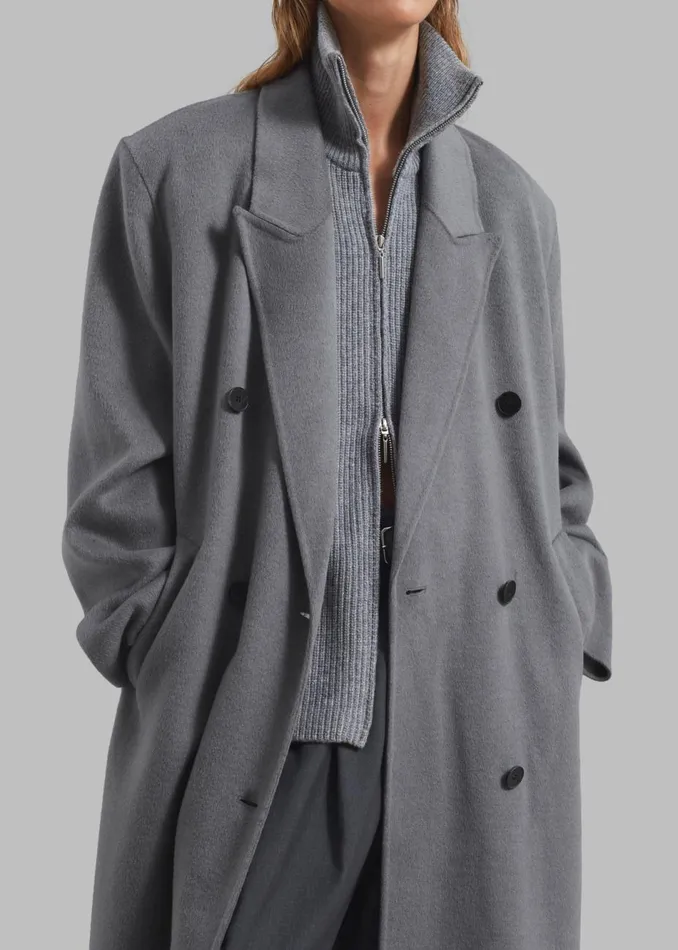 Women The Frankie Shop Outerwear Gaia Double Breasted Coat Grey