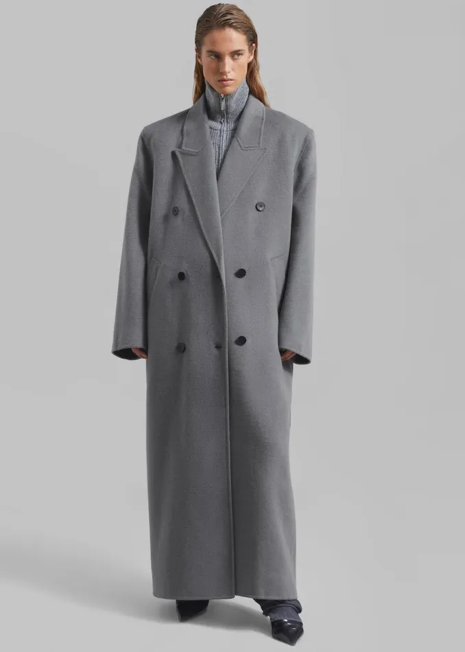 Women The Frankie Shop Outerwear Gaia Double Breasted Coat Grey