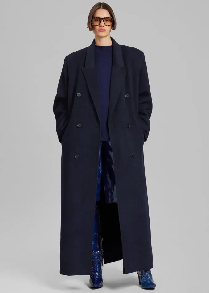Women The Frankie Shop Outerwear Gaia Double Breasted Coat Navy