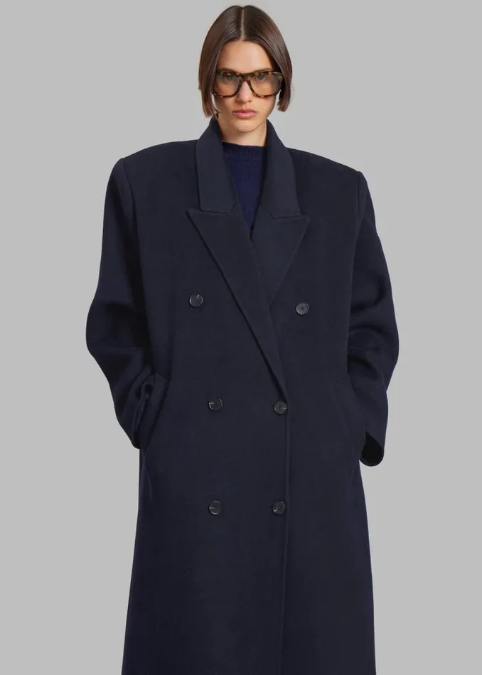 Women The Frankie Shop Outerwear Gaia Double Breasted Coat Navy