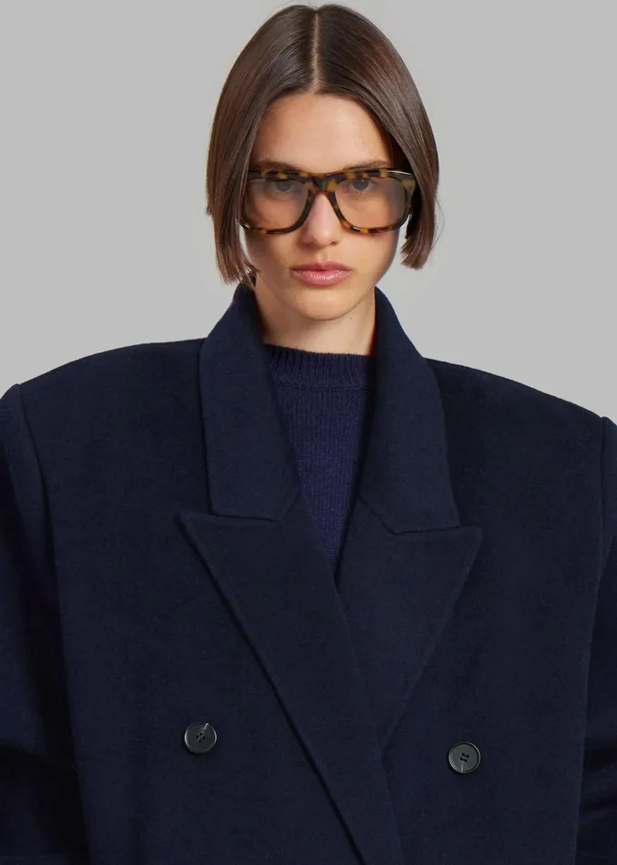 Women The Frankie Shop Outerwear Gaia Double Breasted Coat Navy