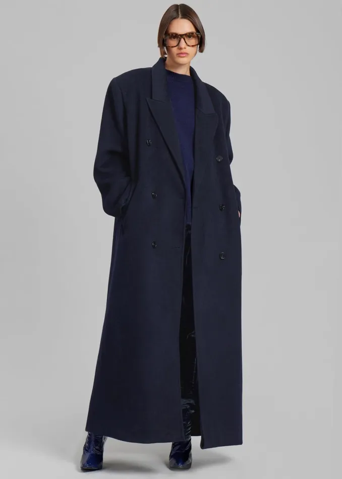 Women The Frankie Shop Outerwear Gaia Double Breasted Coat Navy
