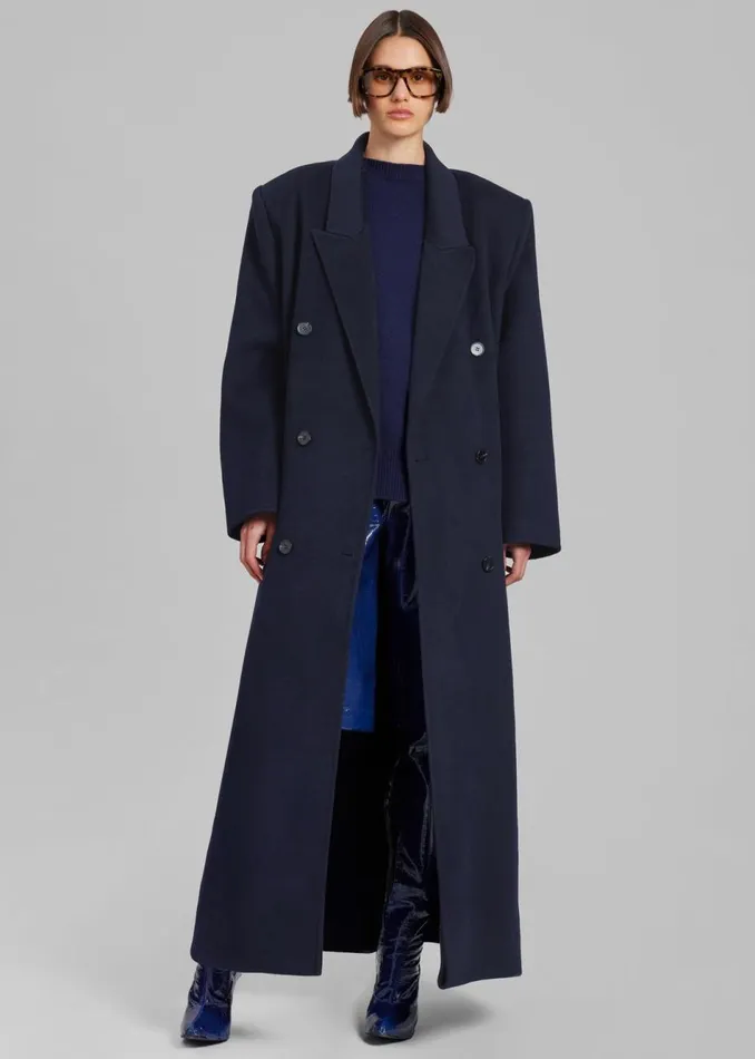 Women The Frankie Shop Outerwear Gaia Double Breasted Coat Navy
